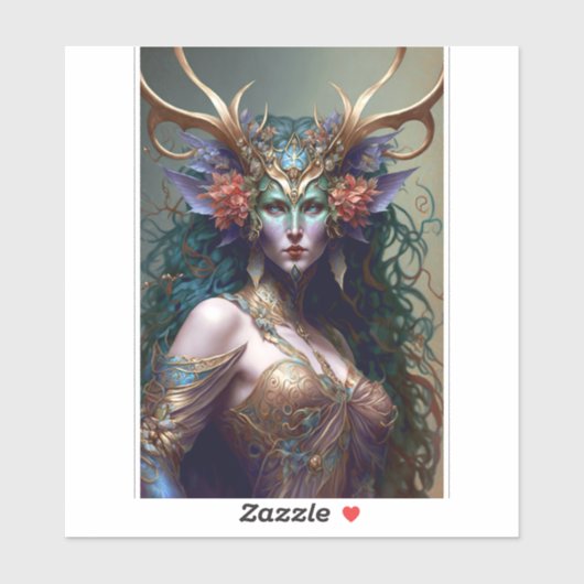 Woodland Goddess Fantasy Art Sticker (Vel)