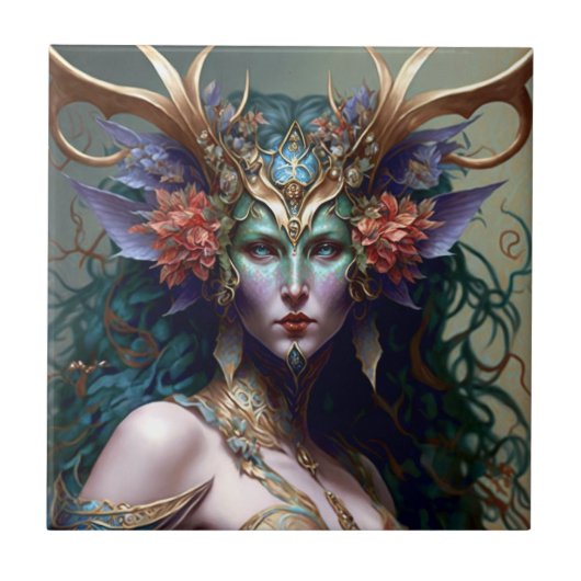 Woodland Goddess Fantasy Art Tegeltje (Voorkant)