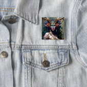 Woodland Goddess Fantasy Art Vierkante Button 5,1 Cm (In situ)