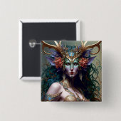Woodland Goddess Fantasy Art Vierkante Button 5,1 Cm (Voorkant /achterkant)
