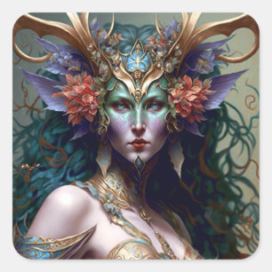 Woodland Goddess Fantasy Art Vierkante Sticker