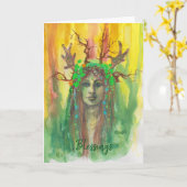 Woodland Goddess zegent Kaart (Gele Bloem)