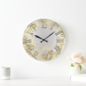 Woodland Golden Fern Foliën Gray Roman Number Grote Klok (Huis)