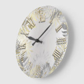 Woodland Golden Fern Gray Silver Roman Numbers Grote Klok (Hoek)