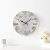 Woodland Golden Fern Gray Silver Roman Numbers Grote Klok (Huis)