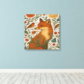Woodland Grace Fox Motif in Bloom Canvas Afdruk (Insitu (Houten vloer))