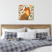 Woodland Grace Fox Motif in Bloom Canvas Afdruk (Insitu (Slaapkamer))