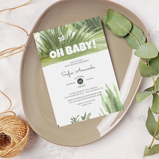 Woodland Grass Greenery Baby shower Kaart