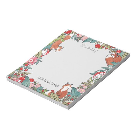 Woodland Gray Fox Foxes Forest Leaf Personalized Notitieblok (Linkerzijde)