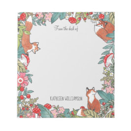 Woodland Gray Fox Foxes Forest Leaf Personalized Notitieblok