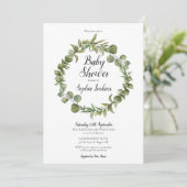 Woodland Green Eucalyptus Script Baby shower Kaart (Staand voorkant)