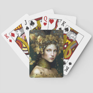 Woodland Green Fairy Fantasy Art Pokerkaarten