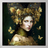 Woodland Green Fairy Fantasy Art Poster (Voorkant)