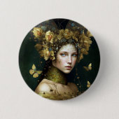 Woodland Green Fairy Fantasy Art Ronde Button 5,7 Cm (Voorkant)