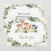 Woodland Green Forest Dier Dank u Bedankkaart (Voorkant / Achterkant)