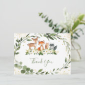 Woodland Green Forest Dier Dank u Bedankkaart (Staand voorkant)