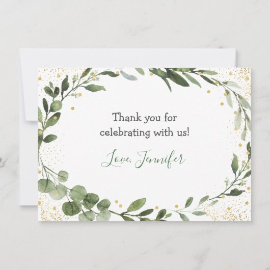 Woodland Green Forest Dier Dank u Bedankkaart (Achterkant)