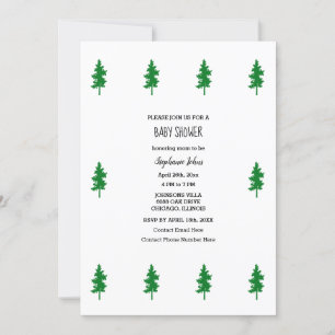 Woodland Green Trees Boho Baby shower Jongens Meis Kaart