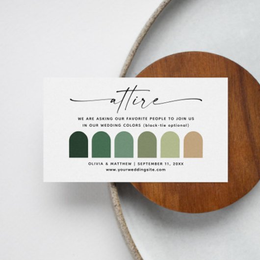 Woodland Green Wedding Insert QR | Kledingpalet Informatiekaartje