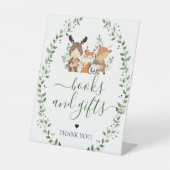 Woodland Greenery Animal Books & Gifts Baby shower Reclamebord Met Voetstuk (Voorkant)