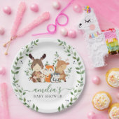 Woodland Greenery Animals Baby shower 1e Verjaarda Papieren Bordje (Feest)