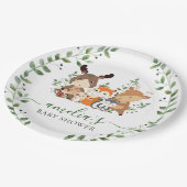 Woodland Greenery Animals Baby shower 1e Verjaarda Papieren Bordje (Gekanteld)