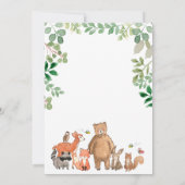 Woodland Greenery Animals Baby shower Invitation Kaart (Achterkant)