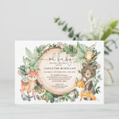 Woodland Greenery Animals Neutraal Baby shower Kaart (Staand voorkant)