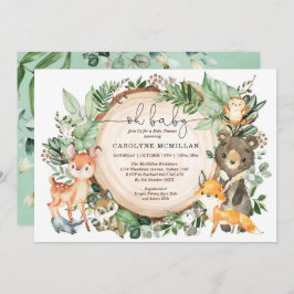 Woodland Greenery Animals Neutraal Baby shower Kaart
