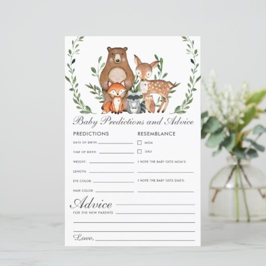 Woodland Greenery Baby Predics & Advice Shower (Staand voorkant)