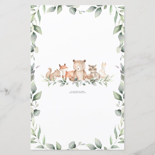 Woodland Greenery Baby Predictions and Advice Kaar (Achterkant)