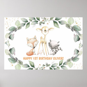 Woodland Greenery Baby shower Birthday Welkom Poster