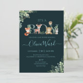 Woodland Greenery Baby shower Boy Invitation Kaart (Staand voorkant)