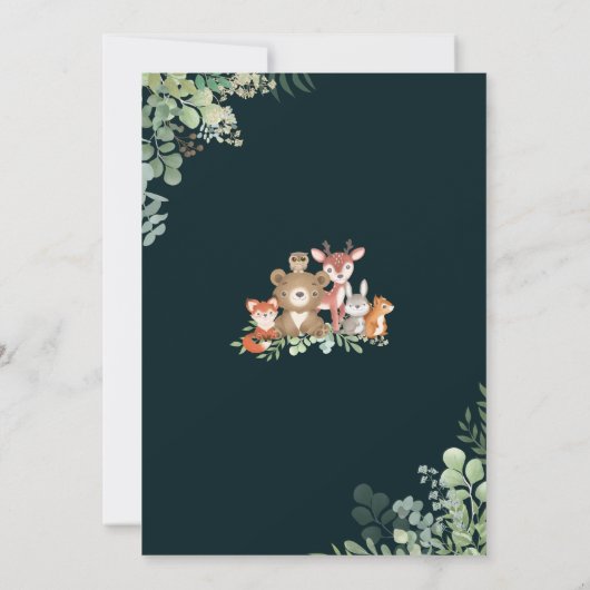 Woodland Greenery Baby shower Boy Invitation Kaart (Achterkant)