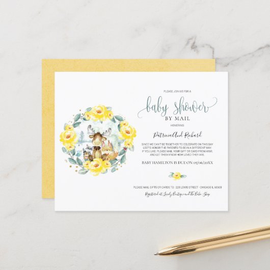 Woodland Greenery Baby shower by Mail Invitations (Voorkant / Achterkant in situ)