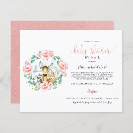 Woodland Greenery Baby shower by Mail Invitations (Voorkant / Achterkant)