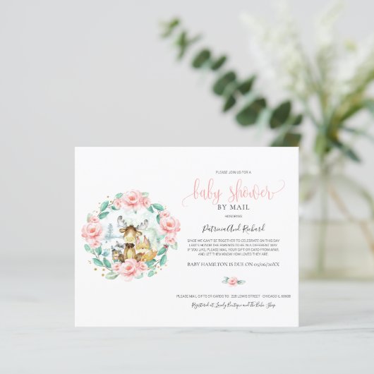 Woodland Greenery Baby shower by Mail Invitations (Staand voorkant)