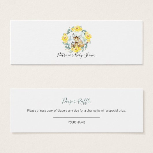 Woodland Greenery Baby shower Diaper Raffle Mini Visitekaartjes (Voorkant /achterkant)