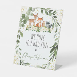 Woodland Greenery Baby shower Favor Sign Reclamebord Met Voetstuk