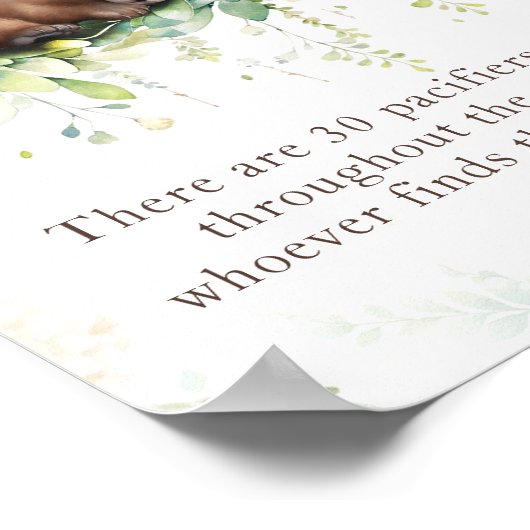 Woodland Greenery Baby shower Fopspeen Hunt Game Poster (Hoek)