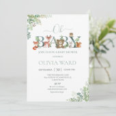 Woodland Greenery Baby shower Invitation Kaart (Staand voorkant)