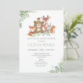 Woodland Greenery Baby shower Invitation Kaart (Staand voorkant)