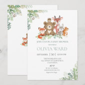 Woodland Greenery Baby shower Invitation Kaart (Voorkant / Achterkant)