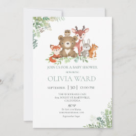 Woodland Greenery Baby shower Invitation Kaart