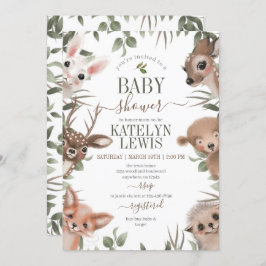 Woodland Greenery Baby shower Kaart