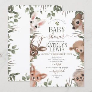 Woodland Greenery Baby shower Kaart