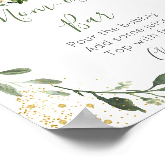 Woodland Greenery Baby shower Mimosa Bar Poster (Hoek)