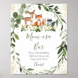 Woodland Greenery Baby shower Mimosa Bar Poster