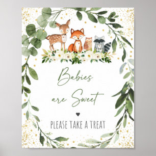 Woodland Greenery Baby shower Treat Sign Poster