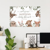 Woodland Greenery Baby shower Welkomstbord Poster (Thuiskantoor)